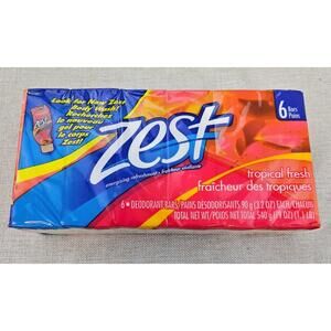 Zest Tropical Fresh Deodorant Bar Soap Energizing Invigorating 6 Bars 90g NOS‎